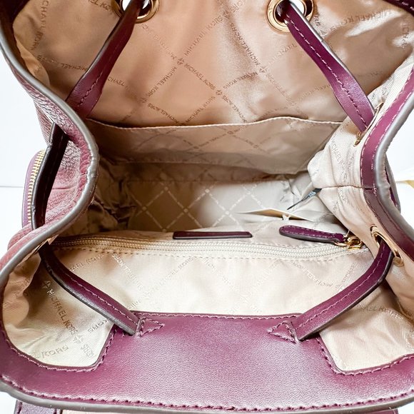 Michael Kors Jet Set Item Medium Chain Leather Backpack Bordeaux - Picture 8 of 11